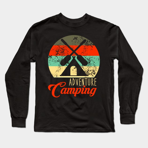 Camping Adventure Retro Long Sleeve T-Shirt by Imutobi